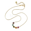 Natural Multicolor Tourmaline Faceted Beaded Pendant 304 Stainless Steel Boston Link Chain Necklaces NJEW-JN06419-02-2