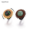 Adjustable Flower Alloy & Iron Rhinestone Bezel Cup Ring Base with Rotatable Tray MAK-T012-04G-5