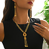 Vintage Alloy Hollow Teardrop Tassel Necklace & Earrings Sets for Women VM3749-3