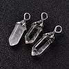 Bullet Natural Quartz Crystal Pointed Pendants G-E332-A09-1