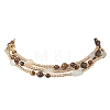 Round Natural Tiger Eye & Nuggets Topaz Beaded Wrap Long Necklaces NJEW-JN05907-01-7