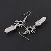 Natural Quartz Crystal Bullet with Sun Dangle Earrings EJEW-I276-01P-20-5