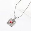304 Stainless Steel Enamel Evil Eye Square Pendant Necklaces for Men Women JB2670-2-1