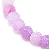 Natural Weathered Agate(Dyed) Round Beaded Stretch Bracelet BJEW-JB08363-01-4