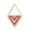 Glass Seed Beaded Rhombus Pendants PALLOY-MZ01085-3