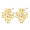 Brass Micro Pave Clear Cubic Zirconia Stud Earring Findings KK-Z099-01G-01-1
