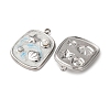 304 Stainless Steel Enamel Pendants STAS-P406-25B-P-2