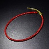 Glass Faceted Rondelle Beaded Choker Necklaces with Zinc Alloy End Chains BU2410-2-1