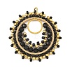 304 Stainless Steel & Brass & Dyed & Heated Natural Black Onyx & TOHO Glass Seed Beaded Pendants PALLOY-MZ01379-03-1