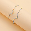 Letter V Alloy Rhinestone Multi-strand Anklets WG18F6C-01-1