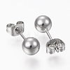 201 Stainless Steel Ball Stud Earrings STAS-P179-02P-8mm-2