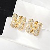 Brass Micro Pave Cubic Zirconia Stud Earrings EJEW-Z091-04G-W-4