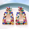 Alloy Glass Dangle Stud Earrings WG66E92-01-1