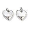 Brass Pave Natural Shell Heart Charms KK-C051-24P-1