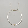 Synthetic Non-magnetic Hematite Cross Imitation Pearl Beaded Braided Bracelets for Women DB0694-5-1