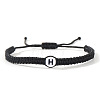 Flat Round with Letter Pattern Resin Beads Braided Bead Bracelets FS-WG43323-08-1