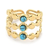 Ion Plating(IP) 304 Stainless Steel Synthetic Turquoise Cuff Rings G-Z056-05G-01-2