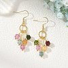 Natural Multicolor Tourmaline  Beads Tassel Dangle Earrings. with 304 Stainless Steel Earring Hooks EJEW-JE07340-1