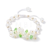 Flower Glass & Acrylic Braided Bead Adjustable Bracelets for Women BJEW-JB10445-1