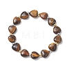 Electroplate Non-magnetic Synthetic Hematite & Natural Gemstone Heart Beads Stretch Bracelets for Women BJEW-JB13447-3