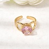 Brass Micro Pave Glass Cuff Rings for Women LS-RJEW-K312-05G-2