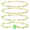 4Pcs Vintage Cylinder Seed Beads &  Brass Beaded Bracelet Sets VC6317-1-1