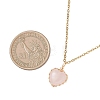 Natural Rose Quartz Copper Wire Wrapped Heart Pendant 304 Stainless Steel Cable Chain Necklaces NJEW-JN05779-01-3