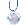 Natural Rose Quartz Cage Pendant Necklaces PW-WG28400-02-1