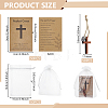 Wood Cross with Jute Cord Pendant Decorations HJEW-GA00090-2