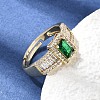 Brass Micro Pave Clear Cubic Zirconia Cuff Open Rings CU-CBA5C10-14G-2
