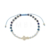 Dyed Natural Malaysia Jade Rondelle Beaded Braided Bead Bracelets BJEW-JB13395-02-2