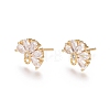 Brass Cubic Zirconia Stud Earring Findings LS-EJEW-E257-05G-2