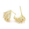 Rack Plating Brass Micro Pave Clear Cubic Zirconia Stud Earrings for Women EJEW-M260-19G-2