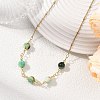 Handmade Natural Green Line Jasper Round Beaded Station Necklaces NJEW-JN06199-1