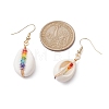 Natural Shell & Glass Dangle Earrings EJEW-JE05468-3