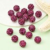 Fuchsia Round Grade A Pave Disco Ball Beads X-RB-H258-8MM-502-4