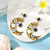 Moon & Star Glass Seed Beaded Stud Dangle Earrings for Women EJEW-MZ00200-2
