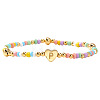 Summer Stainless Steel Heart Alphabet Colorful Glass Seed Beaded Stretch Bracelets for Women JV8929-42-1