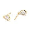 Clear Cubic Zirconia Teardrop Stud Earrings EJEW-G297-23G-2