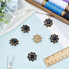 Flower Alloy & Glass Shank Buttons BUTT-WH0061-13-4