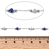 Handmade Natural Lapis Lazuli & Synthetic Howlite Beads & 316 Stainless Steel Round Link Chains CHS-L033-07P-03-2