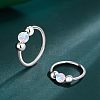 316L Surgical Stainless Steel & Round Synthetic Opal Hoop Nose Rings WG47E0A-03-4