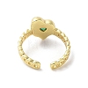 Glass Heart Open Cuff Ring RJEW-A035-01G-01-3