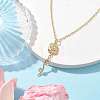Brass Flower Pendants Necklace NJEW-JN04704-3