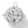 Rack Plating Brass Clear Cubic Zirconia Bead Cage Pendants KK-L224-006P-1