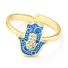 Adjustable Real 18K Gold Plated Brass Enamel Finger Rings RJEW-L071-24G-2