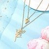 Stainless Steel Fairy and Heart Pendant 304 Stainless Steel Cable Chain Double Layer Necklaces for Women NJEW-JN05810-01-1