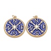 Eco-Friendly Brass Micro Pave Clear Cubic Zirconia Enamel Pendants ZIRC-C024-01G-03-1