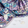 Sparkly Hologram Spandex Mermaid Printed Fish Scale Fabric DIY-WH0304-478-5