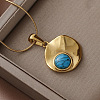 304 Stainless Steel with Dyed Synthetic Turquoise Disc Pendant Necklaces for Women ON4830-4